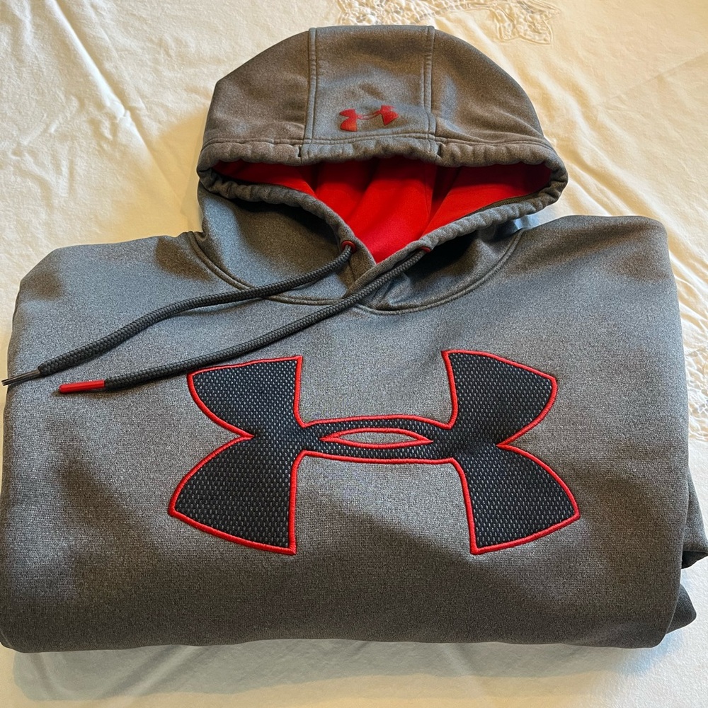 Under Armour Gray and Red Hoodie - Size 2XL